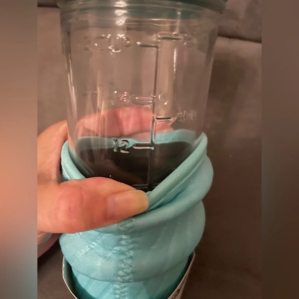 Masontops Mason Jar Hydration Kit Water Bottle Glass Tumbler Teal Neoprene Cover